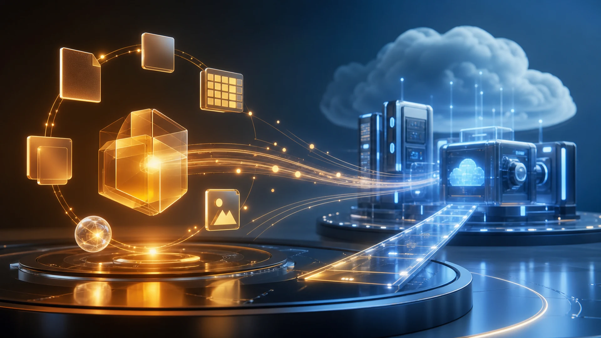 抽象工作流图：在本地材料、全模态 artifacts、审批，以及独立托管 cloud engineering lane 之间进行可观察委派